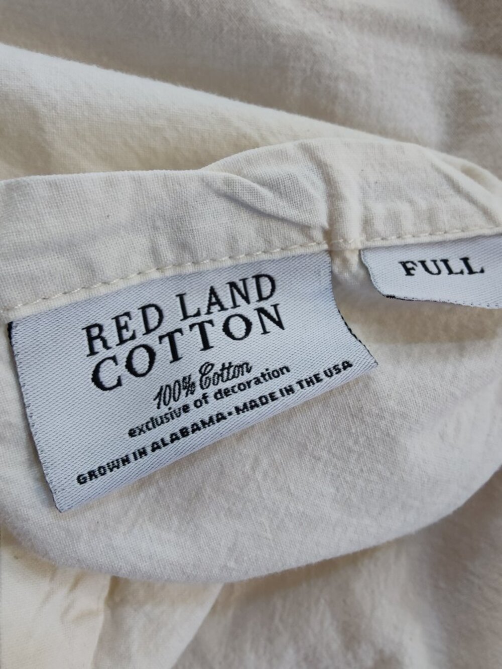 Red Land Cotton Full Size Flat Sheet 100% Cotton American Grown Made in USA